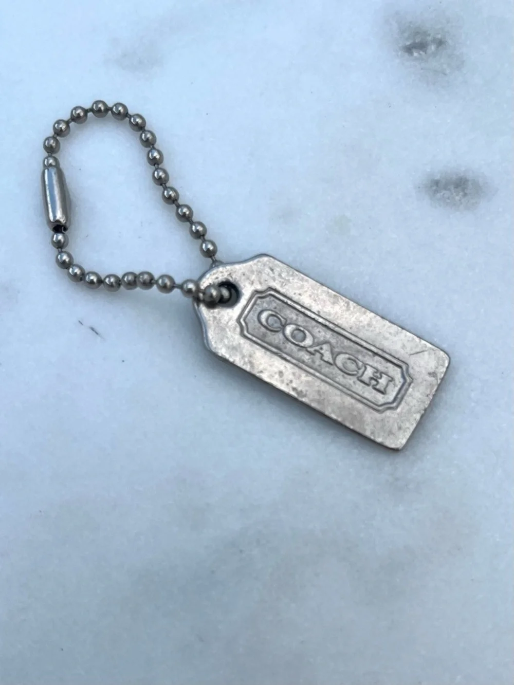 COACH Vintage Metal Hang Tag, Silver Mini